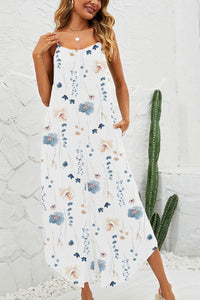 Printed Scoop Neck Wide Leg Jumpsuit Trandify deal