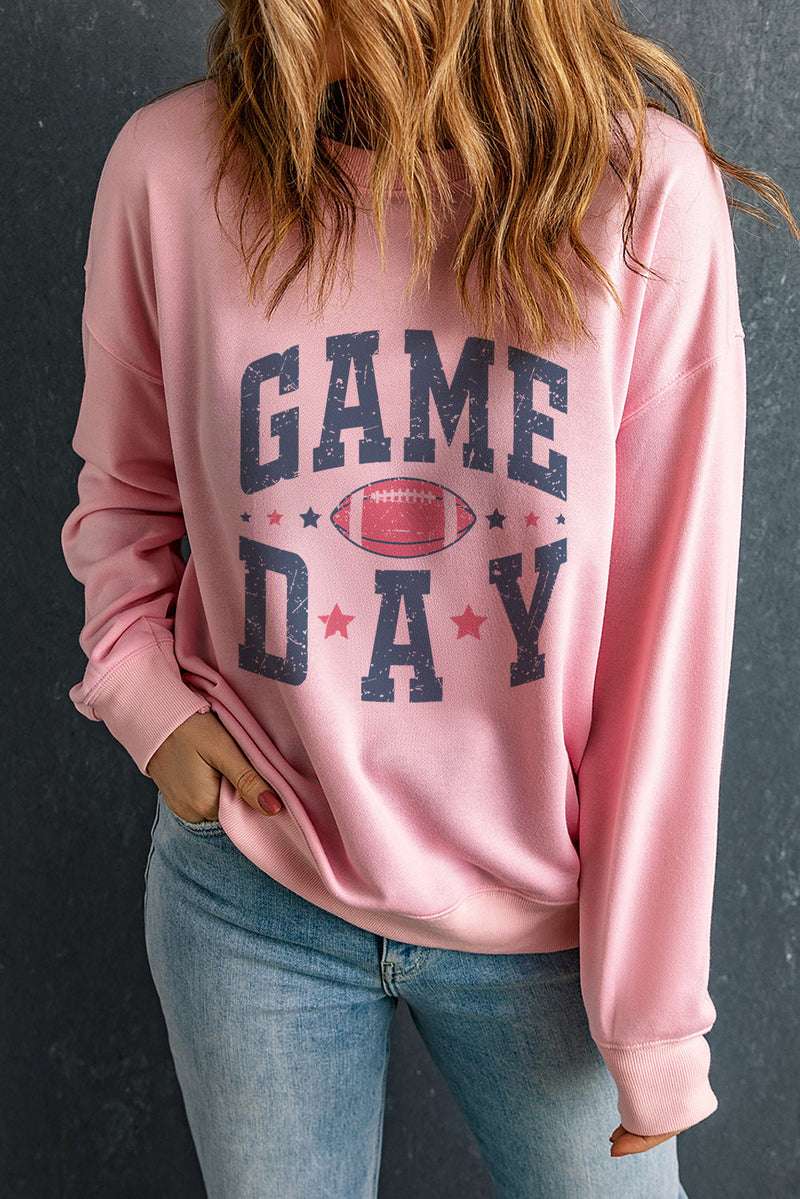 GAME DAY Round Neck Long Sleeve Sweatshirt Trandify Deal