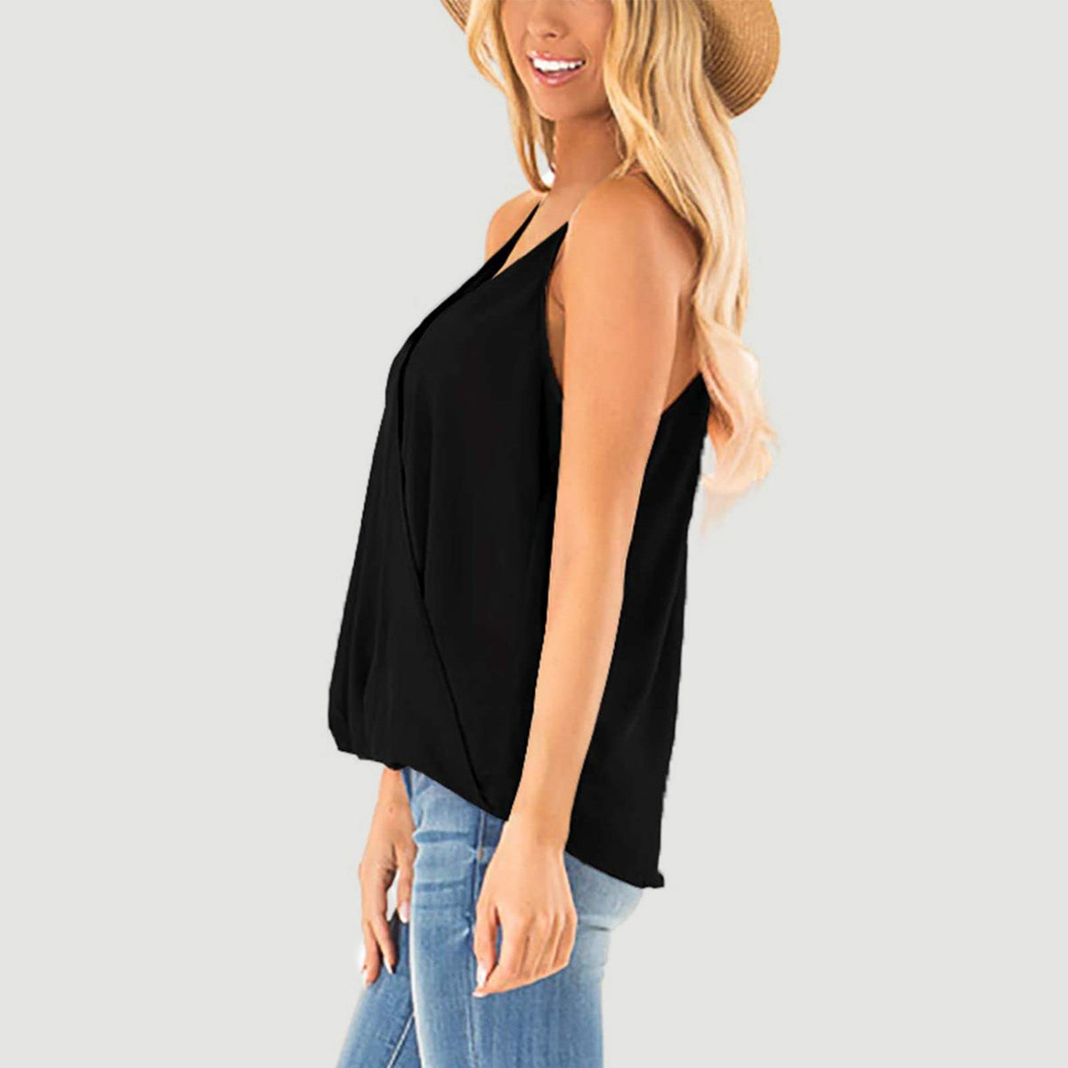 Full Size Surplice Spaghetti Strap Top Trandify deal