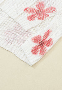 Drawstring Flower Hooded Knit Top Trandify Deal