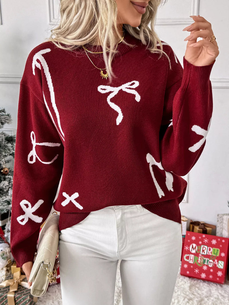 Oversized Bow Detail Sweater for Women | Cozy Fall Winter Top