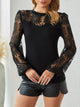 Women’s white lace long sleeve blouse with round neck – stylish elegant top