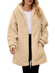 Fuzzy Pocketed Zip Up Long Sleeve Hooded Jacket Trandify Deal