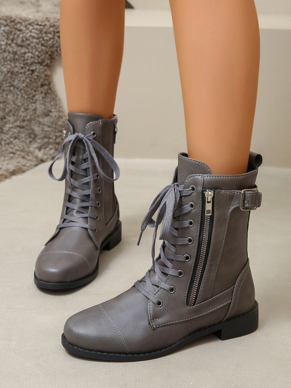 PU Leather Lace-Up Boots Trandify deal