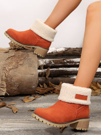 Thermal Fuzzy Block Heel Boots Trandify Deal