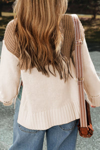 Slit Color Block Turtleneck Long Sleeve Sweater Trandify Deal