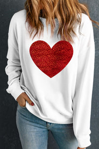 Valentine’s Day Heart Round Neck Long Sleeve Sweatshirt Trandify Deal