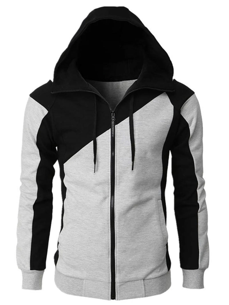 Men’s Color Block Zip Hoodie | Trendy Athletic Pullover for Casual Wear