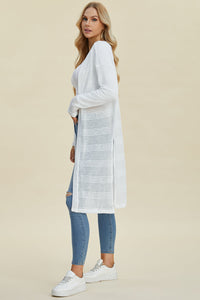Double Take Full Size Open Front Longline Cardigan Trandify deal
