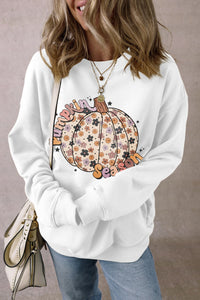 Pumpkin Graphic Long Sleeve Sweatshirt Trandify Deal