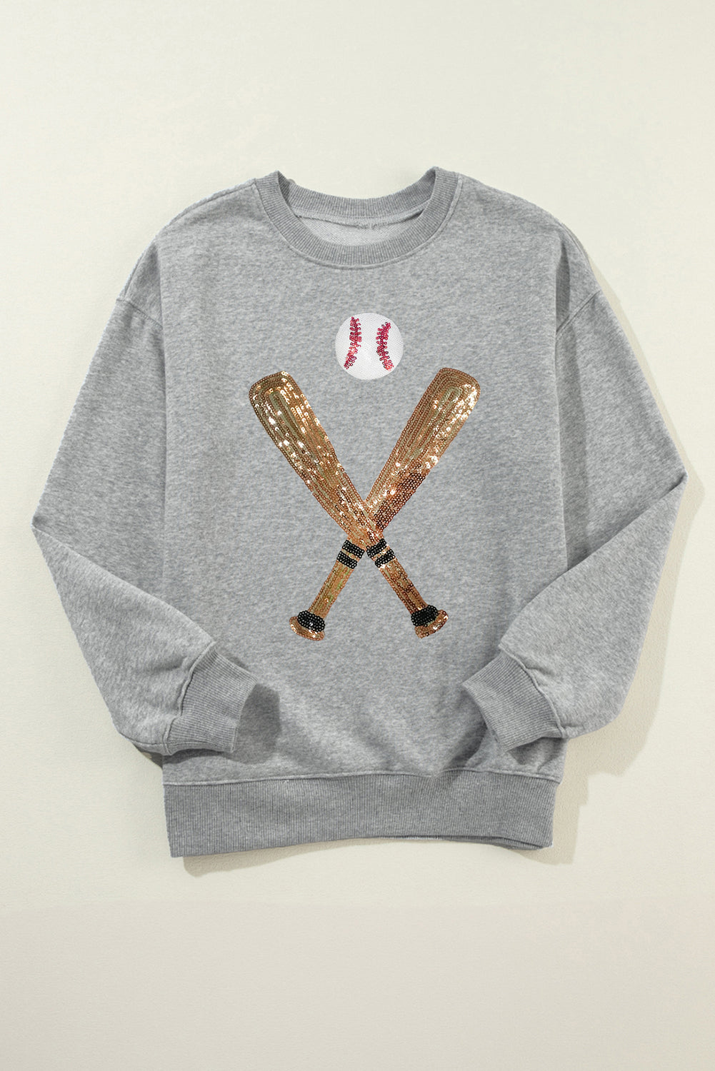 Sequin Baseball Long Sleeve Sweatshirt Trandify Deal
