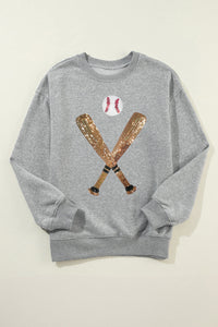 Sequin Baseball Long Sleeve Sweatshirt Trandify Deal