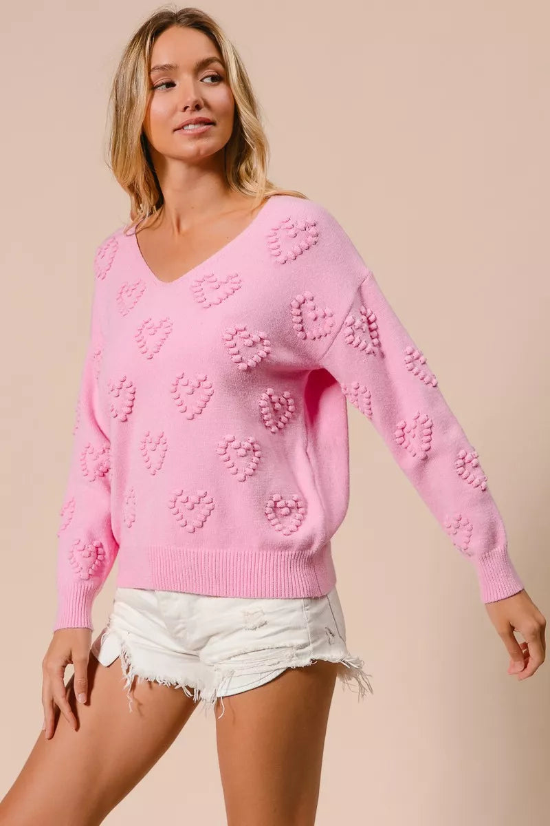 Valentines Heart Knit Top - Ribbed & Stretchable