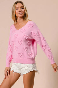 Valentines Heart Knit Top - Ribbed & Stretchable