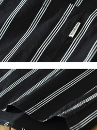 Men's Plus Size Classic Striped Short Sleeve Button-Up Shirt – Casual Slim Fit Summer Top for Big & Tall Men