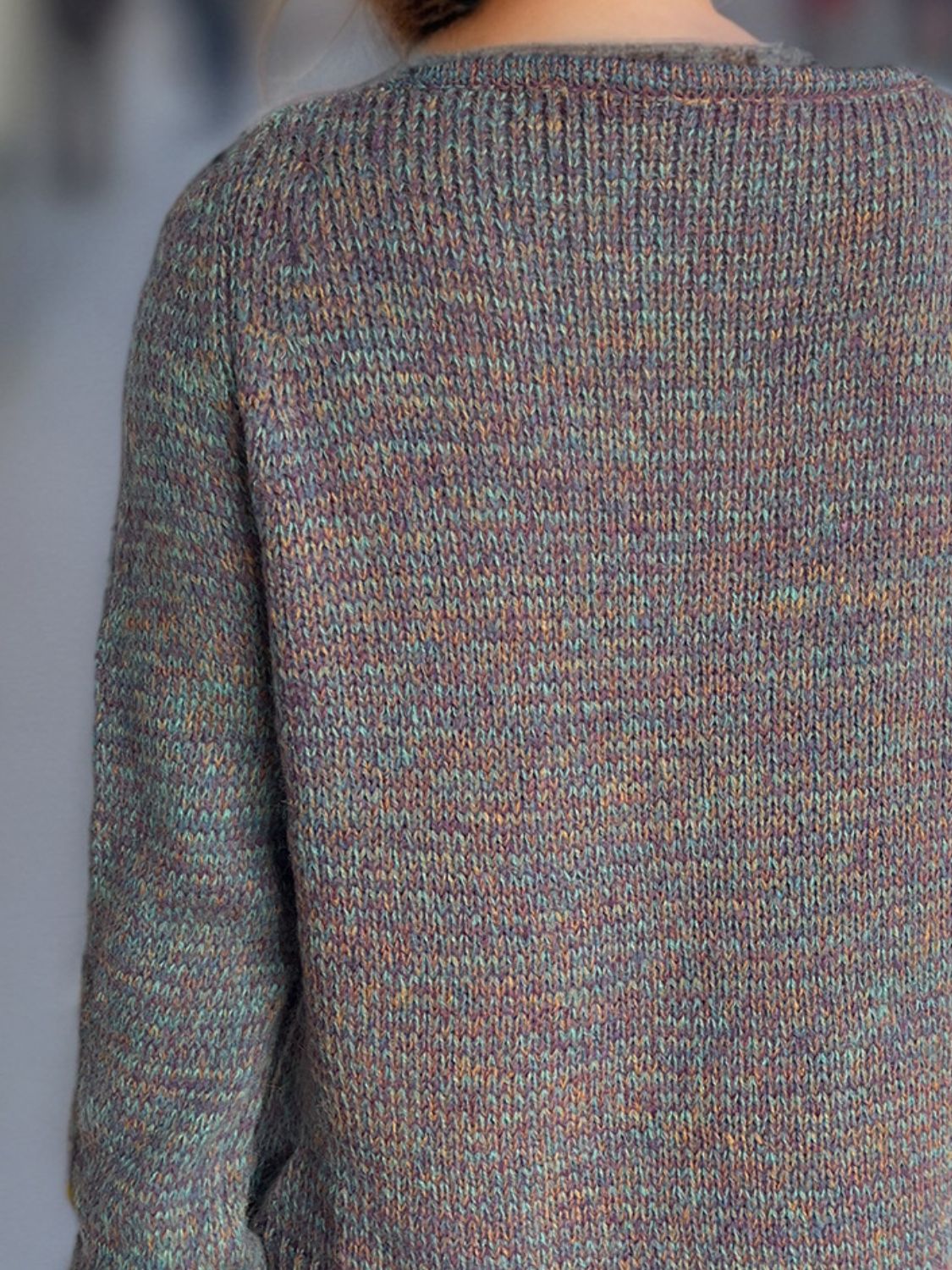 Heathered V-Neck Long Sleeve Sweater Trandify Deal