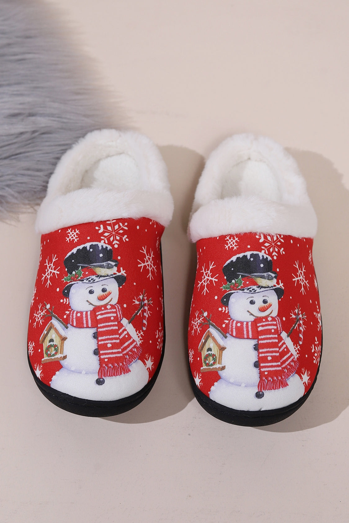 Snowman Round Toe Faux Fur Slippers Trandify Deal