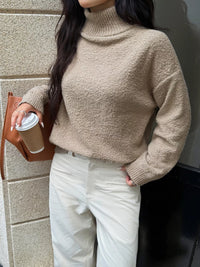 Women's Ribbed Turtleneck Sweater Long Sleeve Top for Fall Winter Fashion