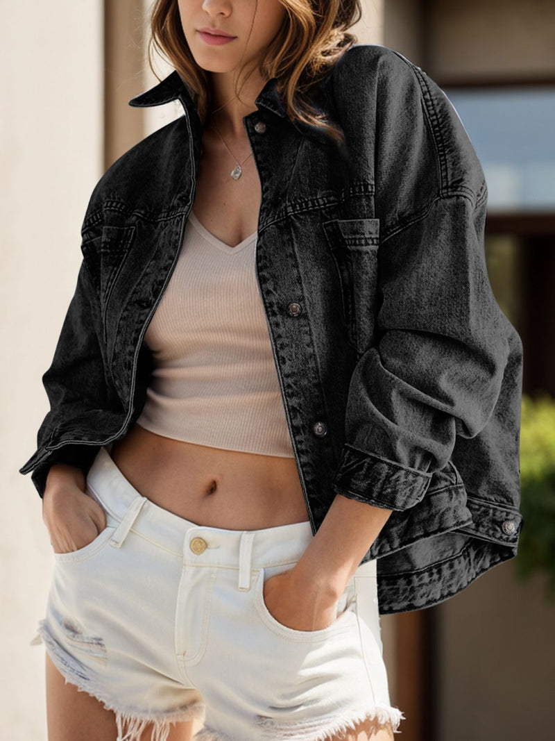 Pocketed Button Up Denim Jacket Trandify Deal