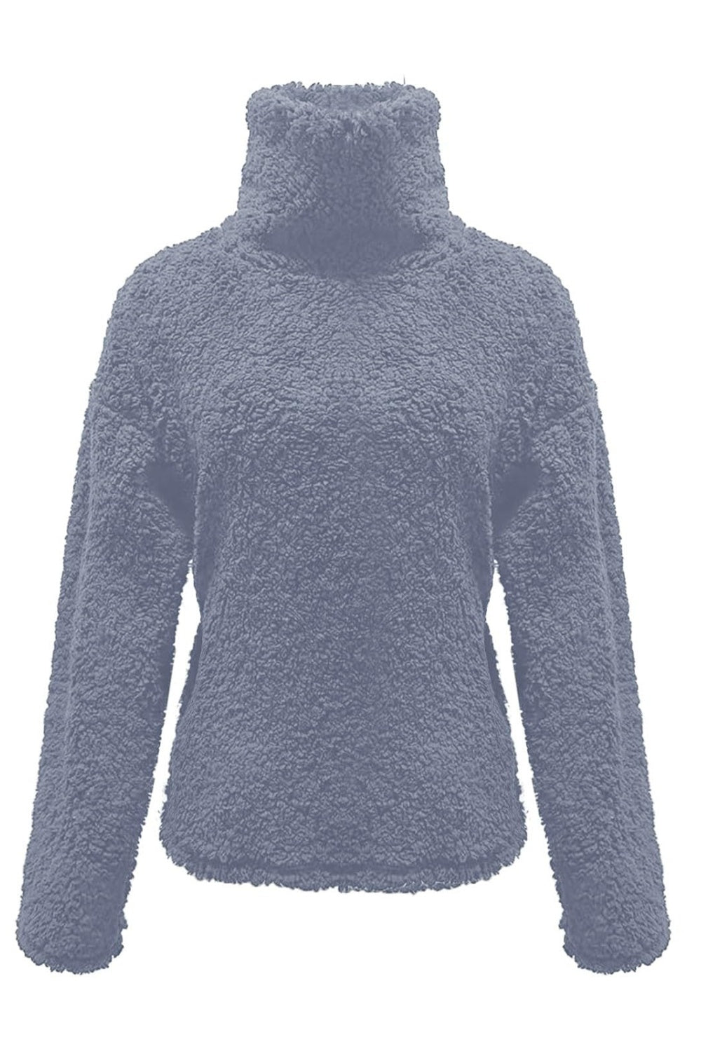 Fuzzy Turtleneck Long Sleeve Sweatshirt Trandify Deal