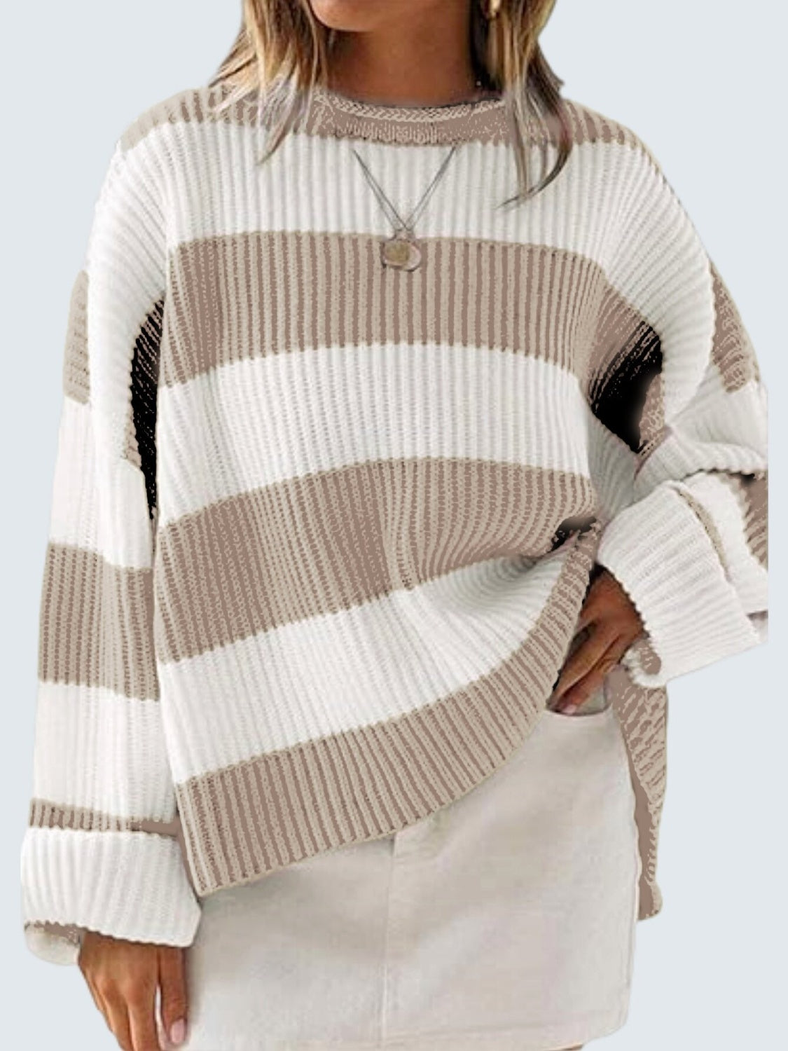 Round Neck Long Sleeve Sweater Trandify Deal