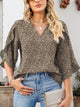 Printed Notched Half Sleeve Blouse Trandify Deal