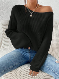 Honey Single Shoulder Long Sleeve Sweater Trandify Deal