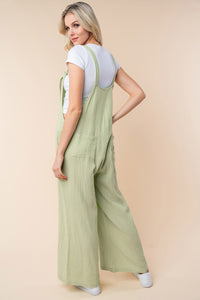 White Birch Texture Sleeveless Wide Leg Jumpsuit Trandify deal