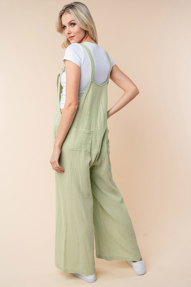 White Birch Texture Sleeveless Wide Leg Jumpsuit Trandify deal