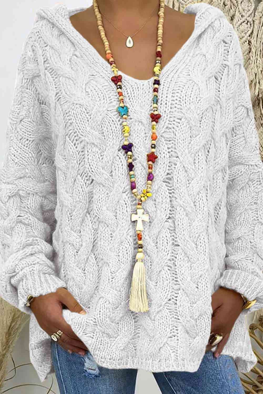 Cable-Knit Hooded Sweater Trandify deal