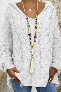 Cable-Knit Hooded Sweater Trandify deal