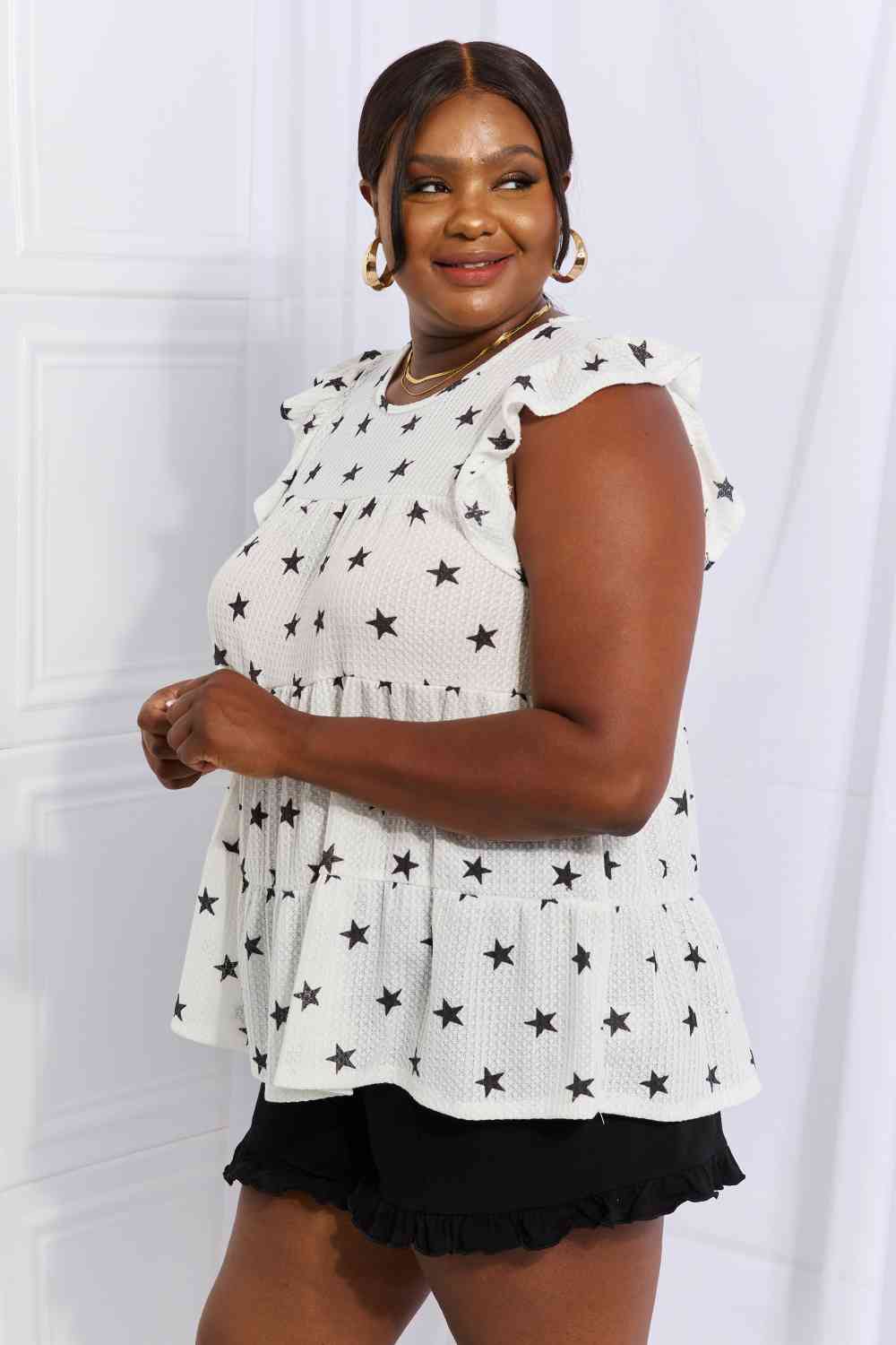 Heimish Shine Bright Full Size Butterfly Sleeve Star Print Top Trandify deal