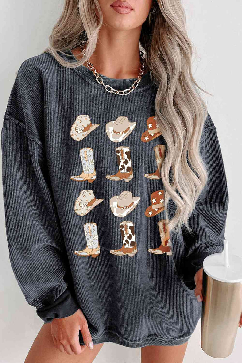 Cowboy Hat & Boot Graphic Sweatshirt - Trandify Deal