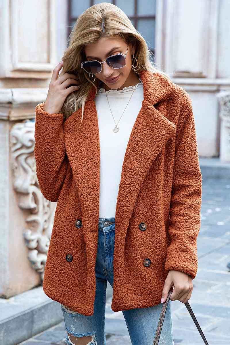 lvy Lane Full Size Lapel Collar Sherpa Coat Trandify deal