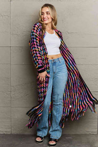 Angel wings Multicolored Open Front Fringe Hem Cardigan Trandify deal