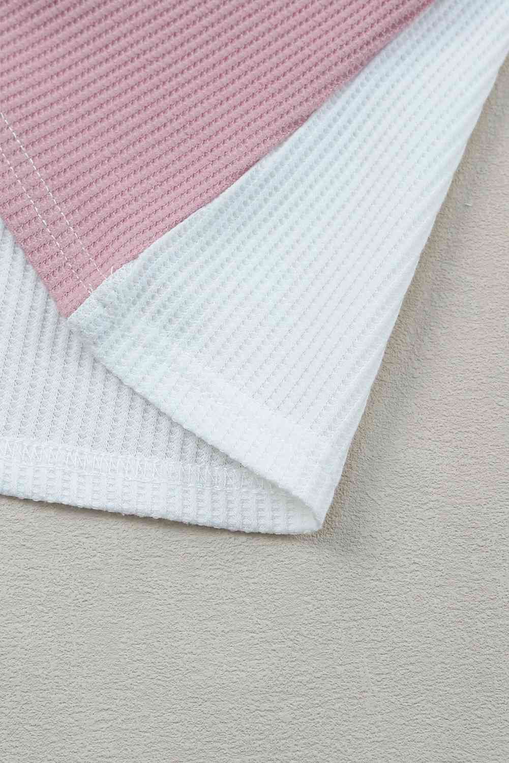 Multicolored Striped Waffle-Knit Sleeveless Tank Trandify deal