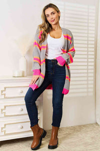 Woven Right Ribbed Long Sleeve Cardigan Trandify deal