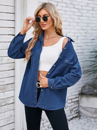 Button Up Collared Neck Denim Jacket Trandify deal