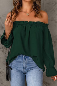 Frill Off-Shoulder Flounce Sleeve Blouse Trandify deal