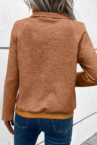 Geometric Snap Button Long Sleeve Sweatshirt Trandify deal