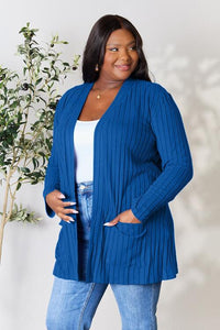 Basic Bae Full Size Ribbed Open Front Cardigan with Pockets Trandify deal