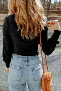 Scoop Neck Long Sleeve Top Trandify deal