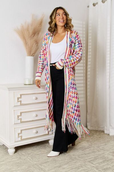Angel wings Multicolored Open Front Fringe Hem Cardigan Trandify deal