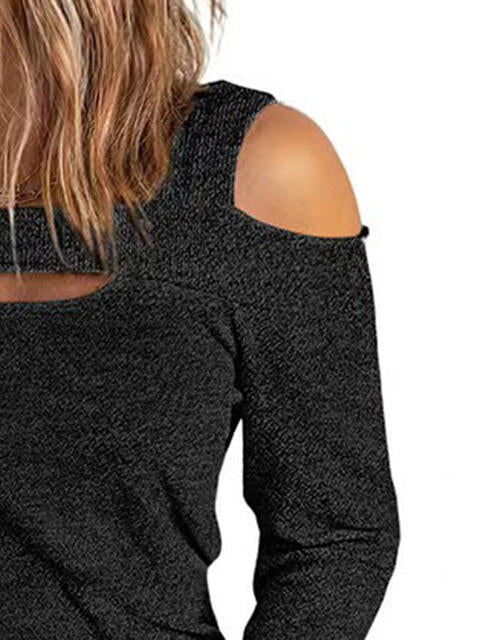 Full Size Cutout Cold Shoulder Blouse Trandify deal