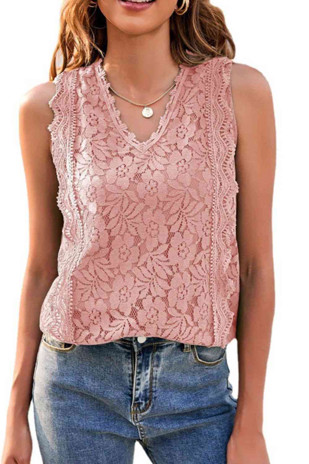 Lace V-Neck Tank Trandify deal