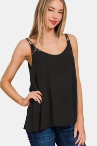 Zenana Woven Double Spaghetti Strap V-Neck Cami Trandify deal