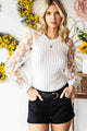 Double Take Textured Applique Long Sleeve Blouse Trandify deal