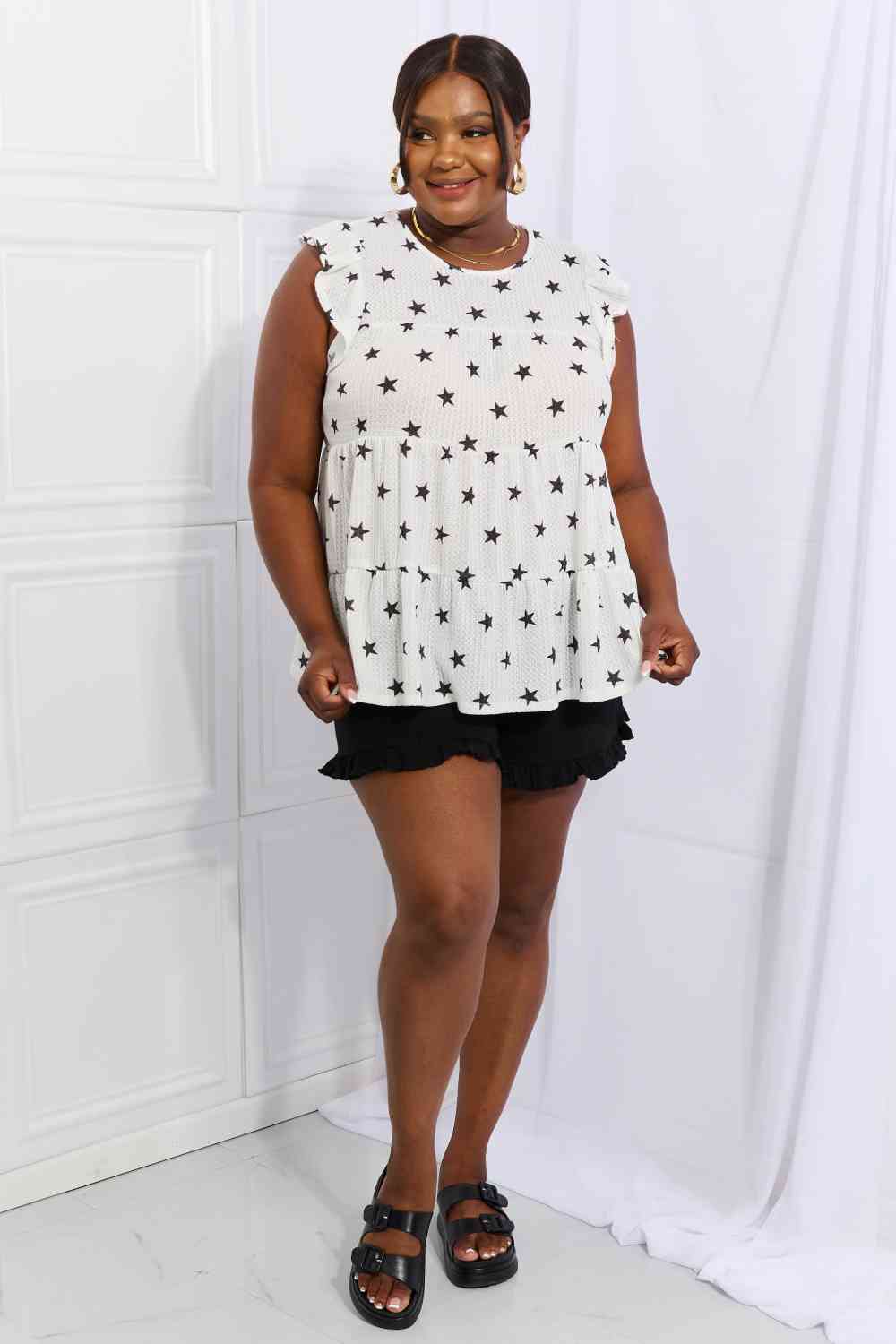 Heimish Shine Bright Full Size Butterfly Sleeve Star Print Top Trandify deal