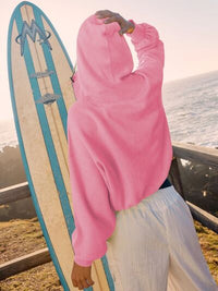 Half Zip Pocketed Dropped Shoulder Hoodie Trandify deal