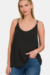 Zenana Woven Double Spaghetti Strap V-Neck Cami Trandify deal